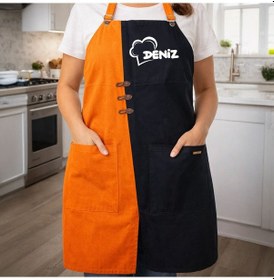 Resim Bk Gift Kişiye Özel İsimli Turuncu & Siyah Mutfak Önlüğü -9, Aşçı Ve Şef Önlüğü, Ev Hediyesi Kobitmeyencom36627 Bk Gift Renkli 