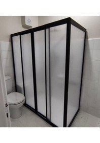 Resim Teknesiz Yan Panelli Siyah Profil Mika Duşakabin Siyah 