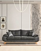 Resim Velura Home & Living Azir Yataklı Koltuk & Bazalı Koltuk & Üçlü Kanepe (3'LÜ) - Antrasit Nubuk Bukle Kumaş 