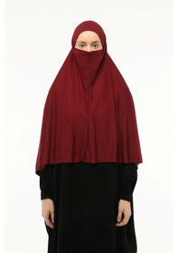 Resim Altobeh Hazır Türban Peçeli Pratik Eşarp Tesettür Nikaplı Hijab - Namaz Örtüsü Sufle 3xl - Bordo Bordo 