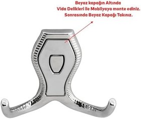 Resim Badem10 Galata Askı Vestiyer Mobilya Duvar Askısı Metal Dolap Elbise Askılığı Krom - Krom Kapaklı Sağlam 