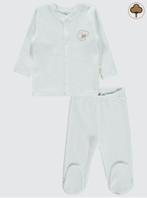 Resim Civil Baby Bebek Organik Pijama Takımı 0-6 Ay Beyaz 