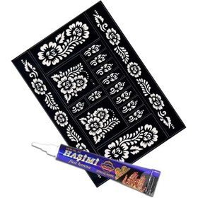 Resim DOĞA NİMETİ 3 Adet Hint Kınası Siyah 25 gr Tüp Dövme Sıkma Kına Ve Desen-şablon A4 