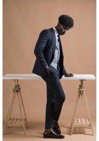 Resim Carutte Slimfit Sivri Yaka Çift Pileli Dokulu Kumaş Yelek Kombinli Takım Elbise 001 