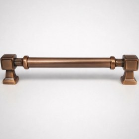 Resim Badem10 Talas Düz Antik Bakır Çekmece Dolap Kulp 128 mm Metal Mobilya Mutfak Banyo Vestiyer Kulbu 