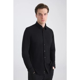 Resim Twn Slim Fit Siyah Örme Gömlek 5EC02IM02259M 