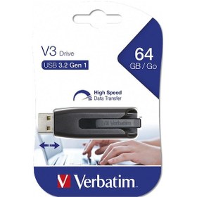 Resim Verbatim 64 Gb Pinstripe Usb 3.2 Gen 1 Çek-it Kızak Özellikli Usb Flash Bellek 