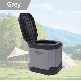 Resim Chuangyinshop Gri Taşınabilir Katlanır Rv Tuvaleti Acil Kamp Tuvaleti Çöp Kutusu Ağır Hizmet Pp Malzeme Açık Hava Yürüyüş Araba Ev Kullanım Kompakt Tasarım 