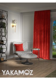 Resim Yakamoz Kadife Görünüm Kırmızı Ada Fon Perde Ekstraforlu Velvet Touch Serisi Kırmızı 