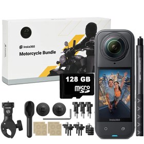 Resim Insta360 X5 Aksiyon Kamerası Motosiklet Kiti + 128 GB SD Kart 