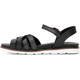 Resim Mammamia D25ys-2910 Kadın Hakiki Deri Düz Sandalet Siyah Siyah 