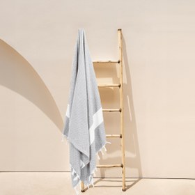 Resim %100 Pamuk Siyah-Gri Elmas Peştamal 2'li - 100x180 Cm 