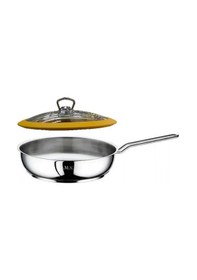 Resim Oms Çelik Tava 26x6 Cm Silikonlu Cam Kapaklı - Sarı Gri 