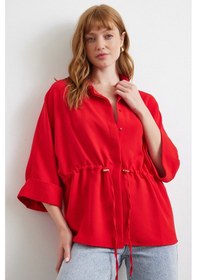 Resim Never More Büzgülü Kimono Gömlek Kırmızı Kırmızı 
