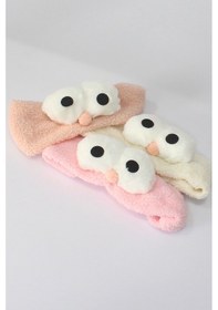 Resim Toyaş Baykuş Peluş Bandana Makyaj Spa Saç Bandı Pembe 