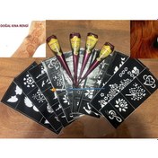 Resim Airbrush Tattoo Doğal Renk Jumbo Boy Kına 50 G + Koni Kına 4'lü + Şablon 10'lu 