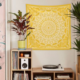 Resim Yellow Bohemian Mandala Duvar Örtüsü - 160 cm x 160 cm 