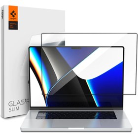 Resim Spigen MacBook Pro 14" M2 (2023) / M1 (2021) Cam Ekran Koruyucu Tam Kaplayan Slim Cover Black - AGL04234 