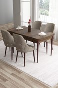 Resim Canisa Tia Serisi 80x132 Açılabilir Mdf Mutfak Masası Takımı Barok Desen Masa 4 Cappucino Sandalye 