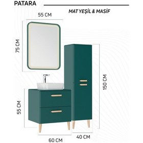 Resim Creavit Patara Lavabo Dolabı 60cm Mat Yeşil Yeşil 