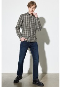 Resim Wrangler Erkek Texas Slim Fit Dar Kesim Normal Bel Mavi Esnek Jean Kot Pantolon W12S02258 Mavi 