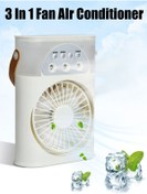 Resim Mmctech Taşınabilir Şarjlı Işıklı 3 Spreyli Vantilatör Buzlu Buharlı Vantilatör Mini Fan Nemlendirici 