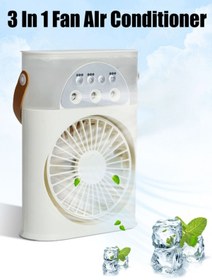 Resim Mmctech Taşınabilir Şarjlı Işıklı 3 Spreyli Vantilatör Buzlu Buharlı Vantilatör Mini Fan Nemlendirici 