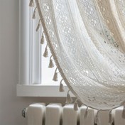 Resim 1 Adet Bohem Rustik Pencere Perdesi, Vintage Pamuk Fırfır ve Tassel Detaylı Bej Dantel Perde, Yatak Odası Oturma Salonu Mutfak Ofis Ev Dekoru İçin Çubuk Cebi, Oda Bölücü,Gizlilik Perdesi,Püskül Süsleme,Vintage Perdeler,Hafif Malzeme,Nefes Alabilen Kumaş,Dekoratif Perdeler,Şeffaf Pencere Panelleri,Rahat Ev,Ev Stilistleri 