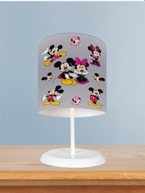 Resim Mekta Home Bebek Ve Çocuk Odası Mickey Ve Minnie Mause Desenli Seksekli Abajur 
