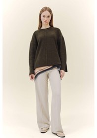 Resim Defacto Loose Fit Bisiklet Yaka Triko Kazak Tunik F4547ax25wnkh117 Haki-kh117 