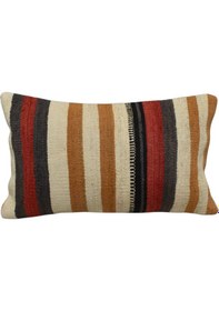 Resim Zehra Abla Halı Yeni El Dokuma Dekoratif Lumbar Kilim Kırlent Yastık Kılıfı 6587 Çok Renkli 