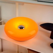 Resim Modern Yaratıcı Tasarım Turuncu Donut Dokunmatik Lamba, Üç Renkli Karartma Masa Lambası, Şarj Edilebilir, Dokunmatik Kontrol Anahtarı, Yatak Odası ve Masa Dekorasyonu için Uygun 