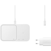 Resim Samsung Ep-P5400T Kablosuz Hızlı Şarj Cihazı Ikili (15W) - Beyaz 