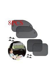 Resim Chuangyinshop 8pcs Black Evrensel Araç Cam Güneşlik Uv Koruma Otomobil Perdesi Güneşlik Siperliği 