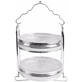 Resim Porland Gümüş Kaplama Vict 2 Katlı Kurabiye Tabağı 