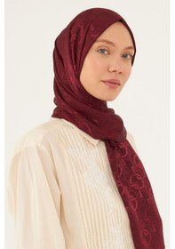 Resim Mirsoy Scarf Daka Desen Parlak Jakar Şal - Bordo Bordo 