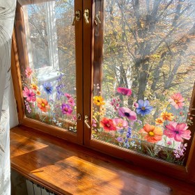 Resim Yaz Renkli Çiçek Cam Statik Etiket Çift Taraflı Görünür Pencere Dekoratif Ev Dekorasyon Etiketi DJ3064-YL 