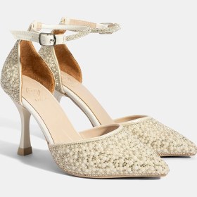 Resim Desa Kadın Beyaz Ayarlanabilir Tokalı Taşlı Gelin Ayakkabısı 