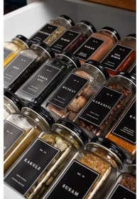 Resim Mienda Home 36'lı Cam Baharatlık Seti Siyah Kapaklı Ve Etiketli Baharatlık Takımı Mh00syh36 Siyah - Şeffaf 