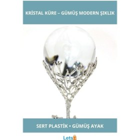 Resim Gümüş Renkli Zarif Tasarıma Sahip Dekoratif Kristal Küre 1 Adet 