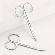Resim Profesyonel Paslanmaz Çelik 2.0mm Hassas Kaş Makası, Burun Kılı & Düzeltme için - Ergonomik Her İki Elle Kullanıma Uygun Tasarım, Erkekler ve Kadınlar için Dayanıklı Pas Dirençli Bıçaklar, Kaş Makası, Yüz Tüyü Bakımı, Modern Estetik, Keskin Bıçak 