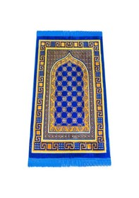 Resim Lüks Kadife Şipinger Seccade Tesbih Hediyeli Lacivert 