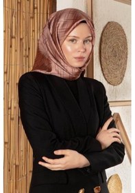 Resim Vissona Tivil İpek Eşarp 61017 - 18 - 35522 Soğan Kabuğu Çizgi Desen Soğan Kabuğu 