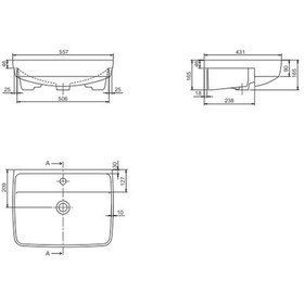 Resim Turkuaz Seramik Cerastyle Duru 56 CM Tezgahüstü Lavabo 