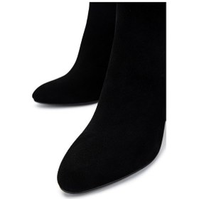 Resim Tamer Tanca Kadın Hakiki Deri Siyah Süet Topuklu Bot 1074 2040 Bn Bot Sk24-25 Sıyah Suet Siyah Süet 