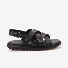 Resim Kemal Tanca Erkek Kauçuk Tabanlı Deri Comfort Günlük Çapraz Bantlı Sandalet 555 siyah 