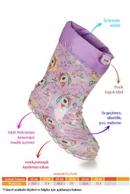Resim Kiko Kids Rainbowa Unicorn Su Geçirmez Kız Çocuk Yağmur Çizmesi Lila - Turkuaz 