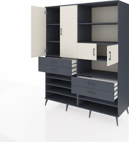 Resim Kronos Gardrop 11 Raflı 4 Çekmeceli 4 Kapaklı 176x59x221 Antrasit-aytaşı/antrasit Aytaşı/antrasit 