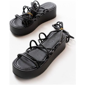 Resim 861-1021 Siyah Dolgu Kadın Sandalet Siyah 