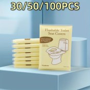 Resim 20/100 adet Tek Kullanımlık Tuvalet Kılıfı, Yıkanabilir Kağıt Tuvalet Kılıfı, Yetişkin Tuvalet Eğitim Kağıdı Bezi, Kamu Tuvalet Seyahat Aksesuarları, Bireysel Paketlenmiş, Uçuşlar, Kamp ve Seyahat için Uygun 